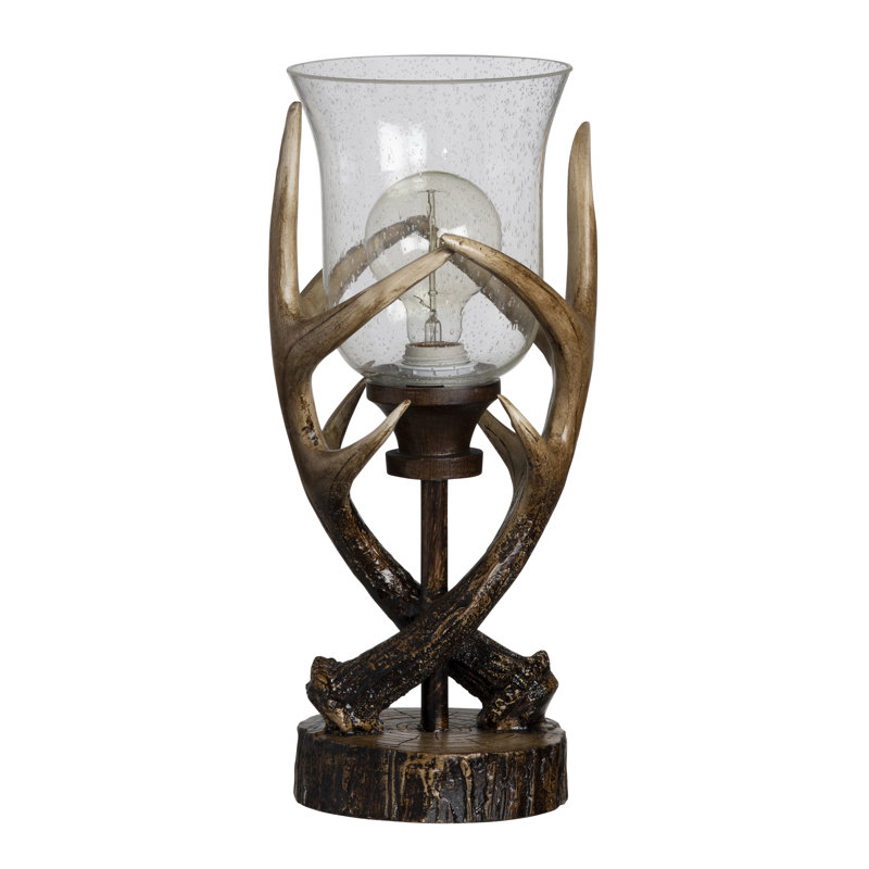 17.5" Resin Table Lamp With Clear Shade