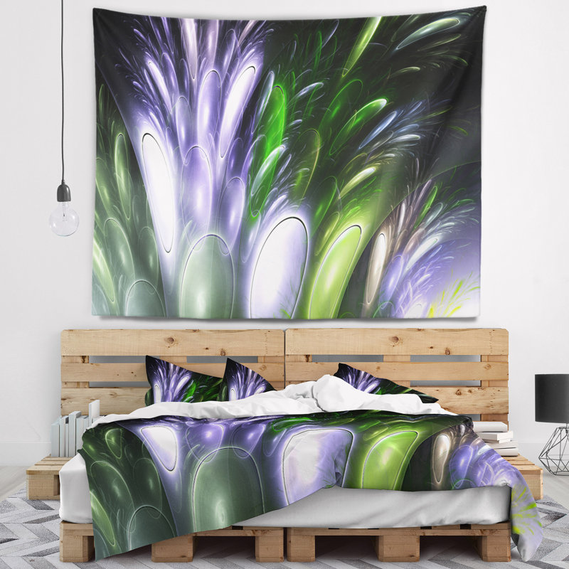 Tapisserie fleur abstraite psychédélique, H 68 po x l 80 po
