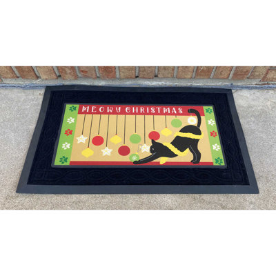 Doormat Insert Cat Meowy Christmas 22x10