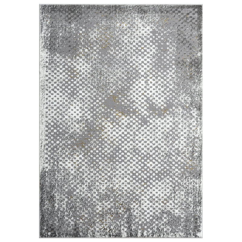 Middleburgh Geometric Gray Area Rug, Rectangle 5'3" x 7'6"