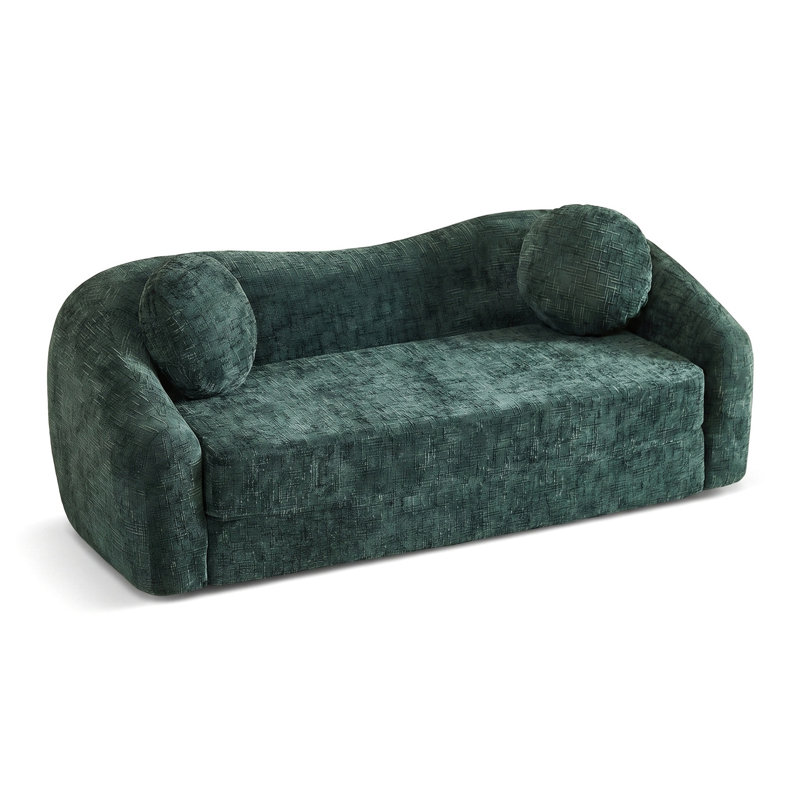 Canapé-lit inclinable convertible en chenille de 86 pouces, canapé-lit rabattable avec base coulissante, Vert