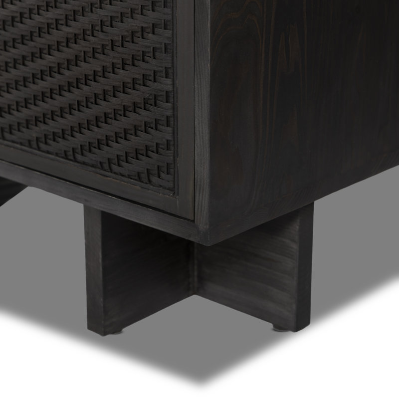 Levon Solid Wood Accent Cabinet, Black