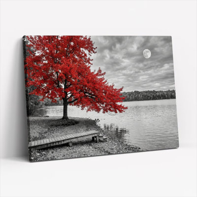 Red Tree Canvas Wall Art Oil Painting Print Set Of 1