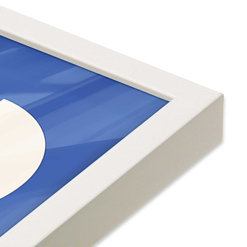 Imprimé bleu et jaune Bauhaus, Blanc opaque, H 21 po x l 17 po