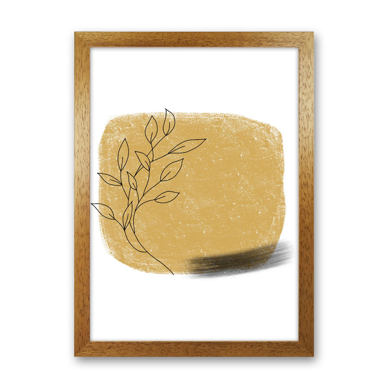 Dalia Chalk Gold Floral Square 1 Piece Wall Art, 84cm H x 59.4cm W x 3cm D, Oak Framed