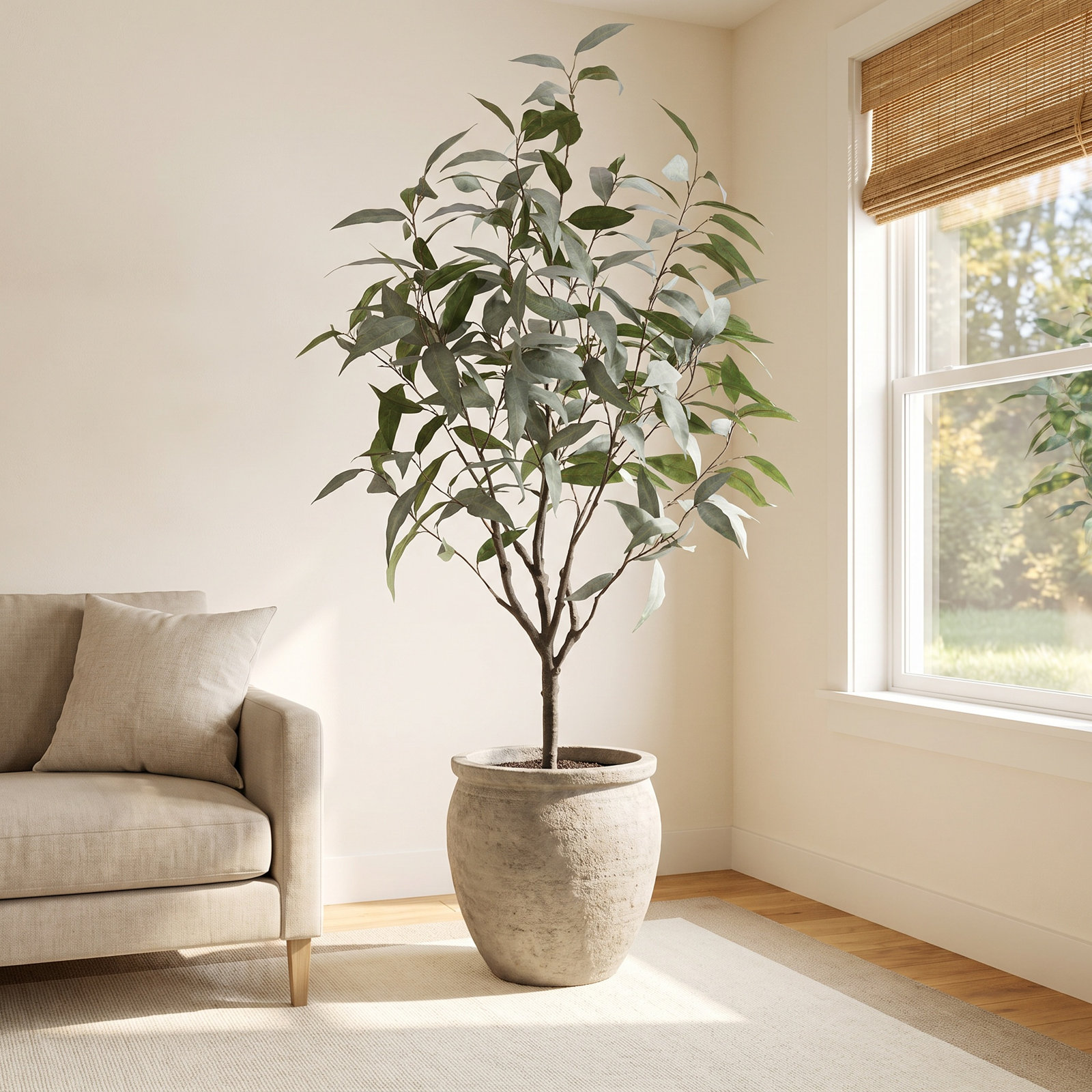 Adcock Eucalyptus Tree in Planter, 60" H x 25" W x 25" D