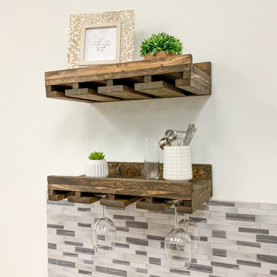 Barnsdall Solid Wood Wall Mounted Wine Glass Rack