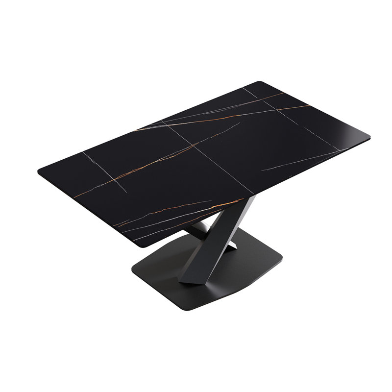 Sintered Stone Dining Table, Black, 29.53” H x 63" W x 35.4" D, Black