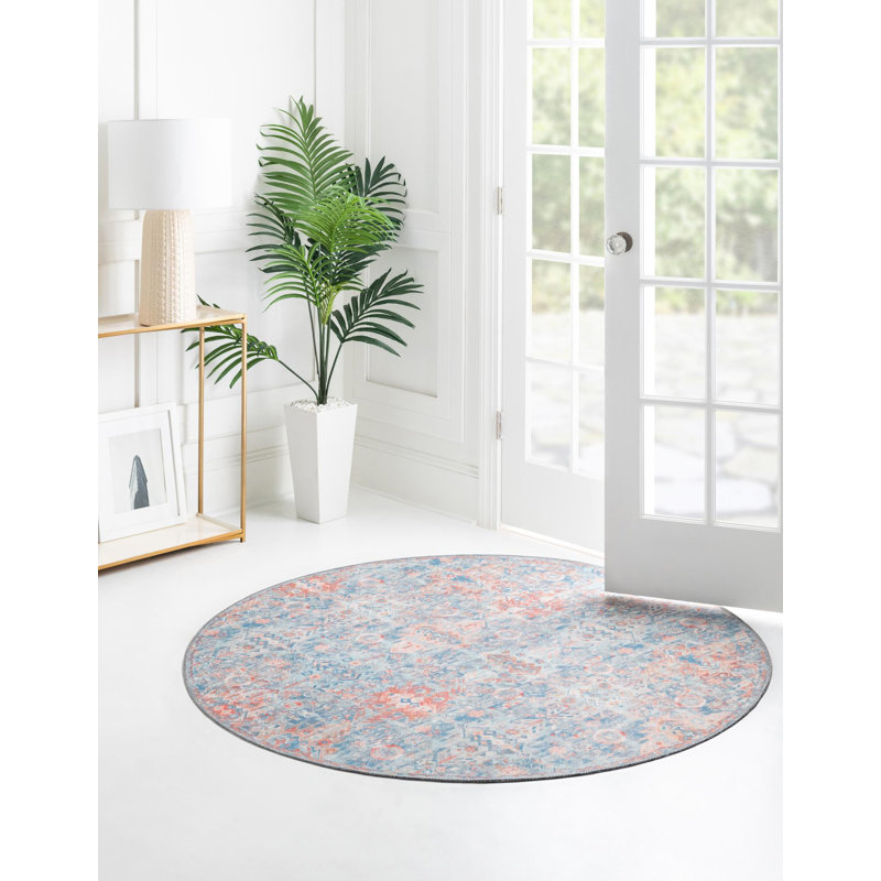 Mayzelle Chenille Oriental Indoor Rug, Round 5'