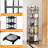 5-Tier Rotating Corner Bookshelf with Wheels, 360° Spinning Square Storage Rack for Living Room,  Study & Bedroom