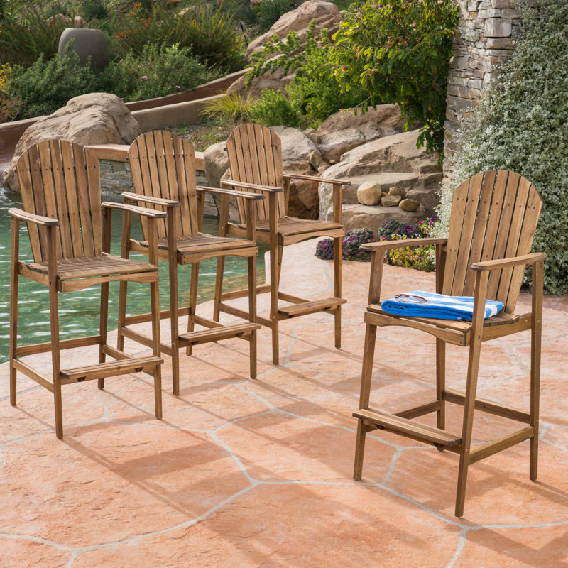 Lovina Acacia Outdoor Adirondack Set, Natural stained