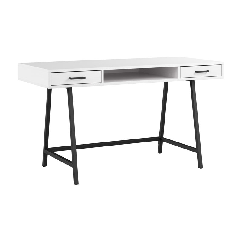Bureau d'écriture Lachone, Chêne blanc pur / noir
