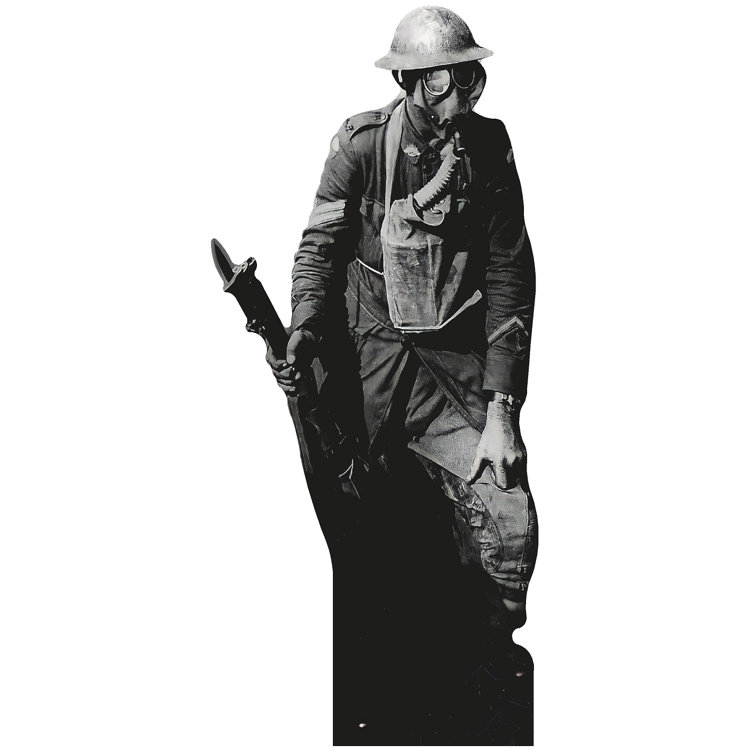 World War 1 Gas Mask Soldier Infantry Military Cardboard Standup