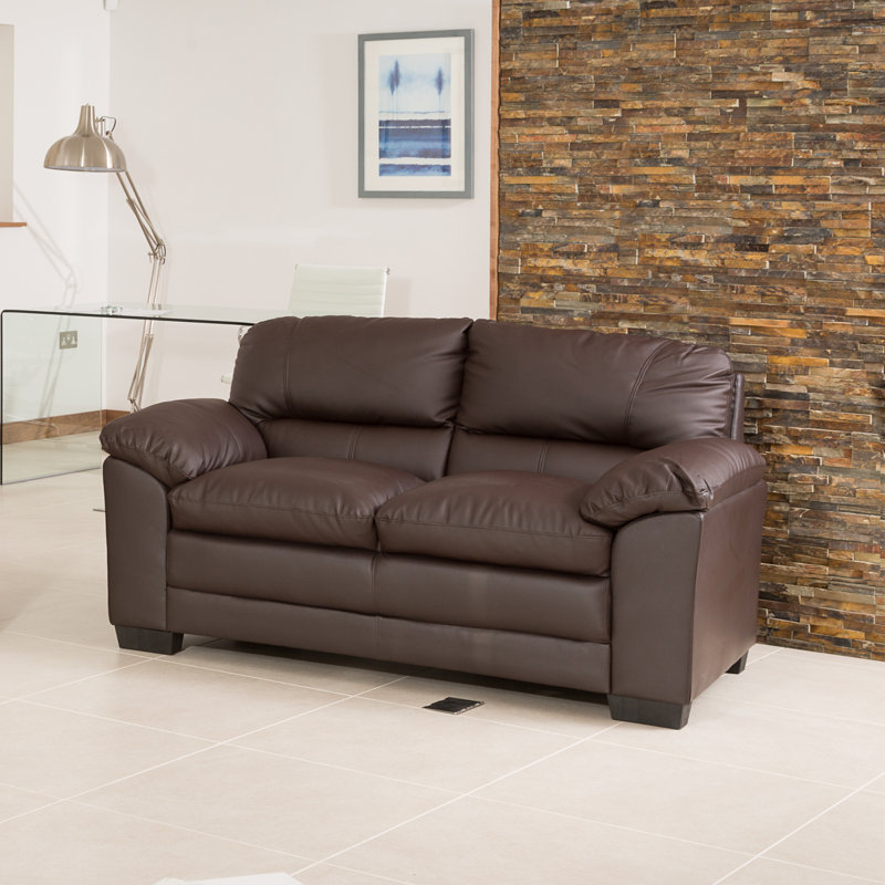Robidoux 2 Seater Faux Leather Loveseat, Brown
