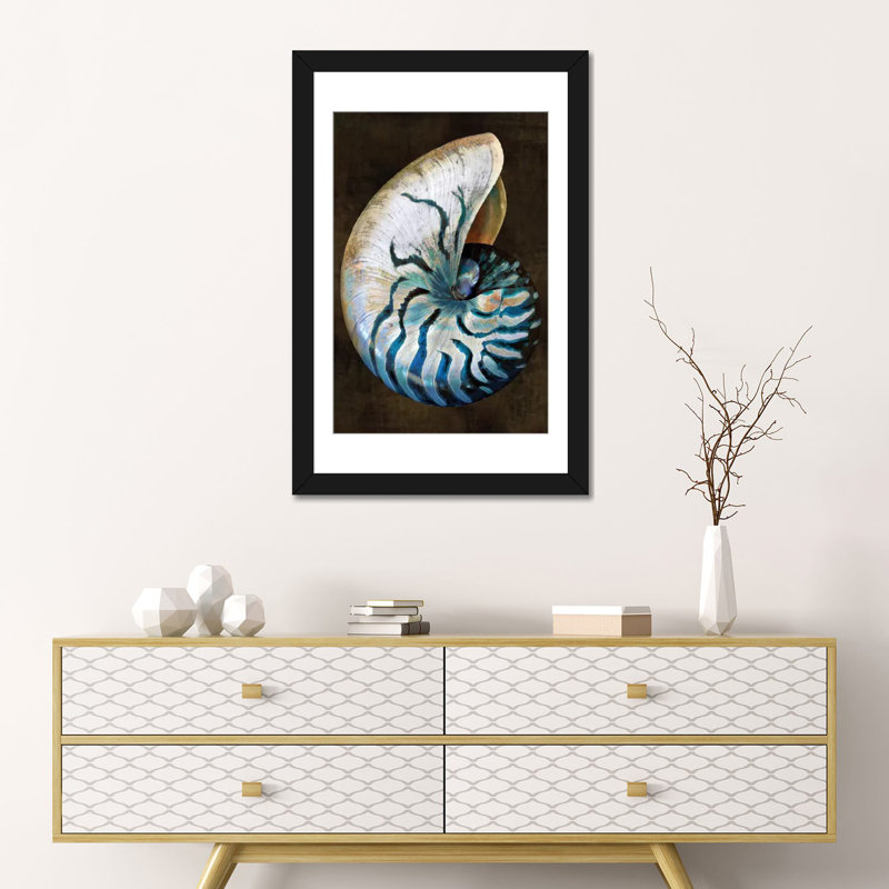 «Ocean Treasure IV», impression sur toile, H 24 po x l 16 po x P 1 po, Papier d'art encadré noir, Blanc