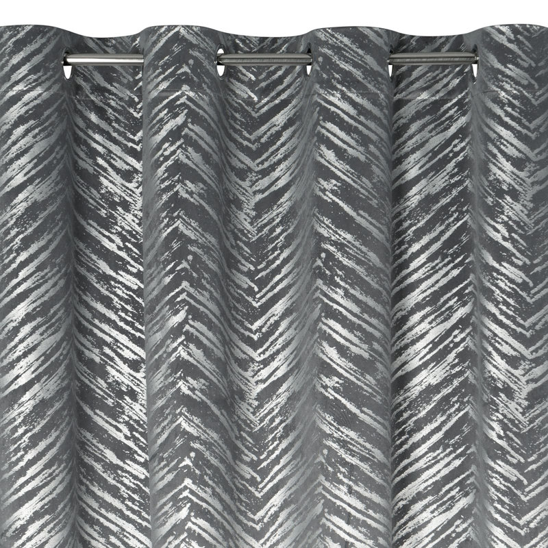 Adelya Blackout Curtains Single Panel, Steel
