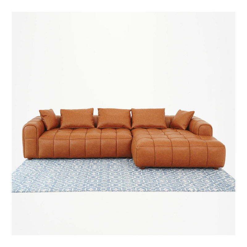 Canapé modulaire droit Clark - Cuir cognac