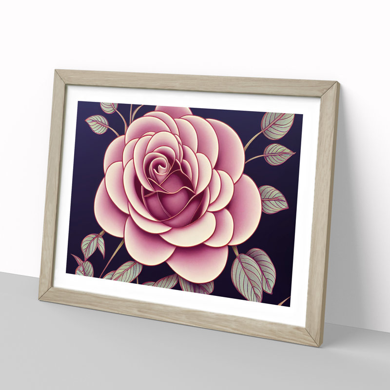 XH1022-7557X Rose Flower Deco Vol.2 - Single Picture Frame Painting, 34cm H x 46cm W x 2cm D, Oak 