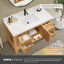 Meuble-lavabo simple 48 po Wiegers en gris classique acacia avec plateau en pierre de quartz blanc pur