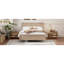 Lit plateforme en bois de style Mid-Century avec tête de lit et support à lattes en bois, aucun sommier nécessaire, grand lit-2134729842