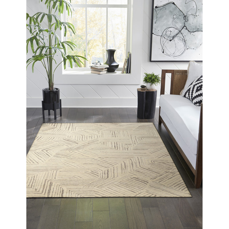 Hertraud Wool Abstract Indoor Rug, Rectangle 7'6" x 9'6"