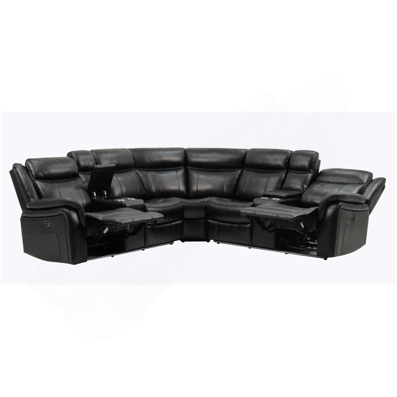 JUPITER BLACK LEATHER SECTIONAL