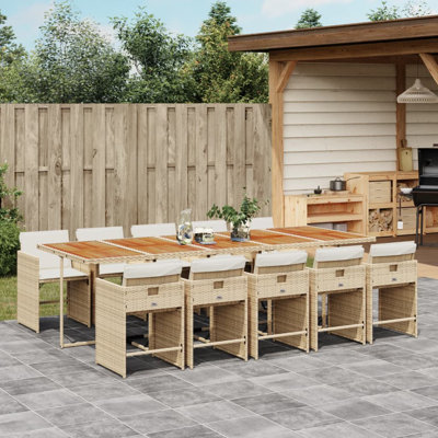  Ensemble de salle à manger de patio 10 pièces beige, brun, blanc crème