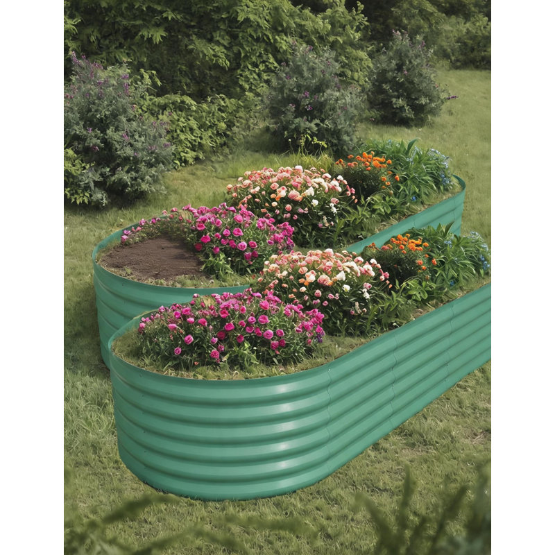 Ensemble de 2 lits de jardin surélevés galvanisés - boîte à fleurs de 8 x 2 x 1,5 pi pour légumes, fleurs, boîte de jardin résistante à la rouille, lits surélevés faciles à assembler, jardinières durables pour plantes d'extérieur, vert