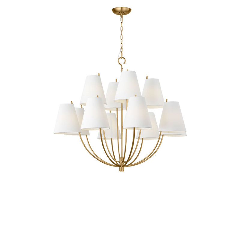 Reyes 12-Light Chandelier, 123.63" H x 40" W  x 40" D, Burnished Brass