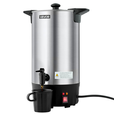 Commercial Coffee Urn, 60 Cup 9 L Hot Beverage Dispenser with Dripless Faucet, Quick-Brewing Stainless Steel Large Commercial Coffee Maker, for Catering, Business, Party, Church & Restaurant