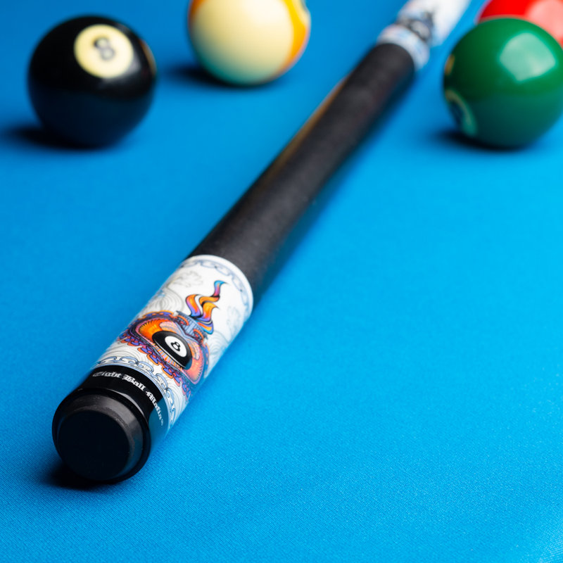 21oz White and Black Maple Wood Pool Cue with Colorful Heart Design