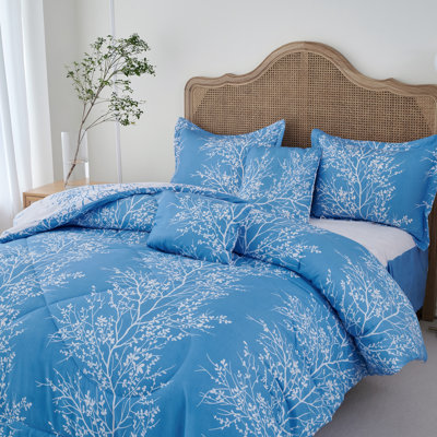 Ensemble d'édredon réversible à motif de feuillage, literie douce en microfibre