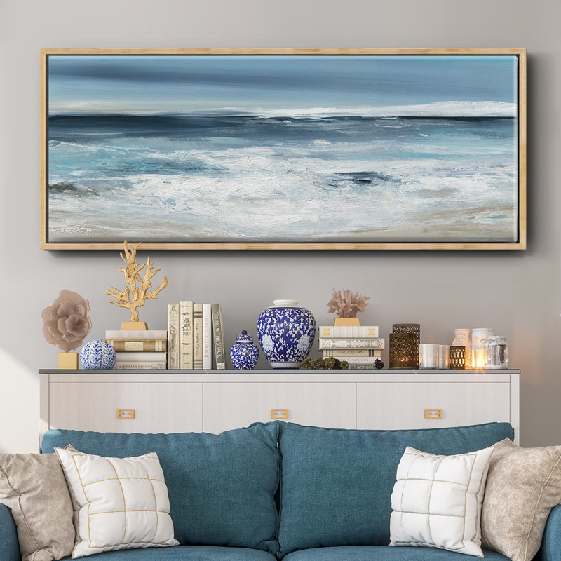 Long Beach - toile encadrée, H 20 po x l 50 po x P 1,5 po, Naturel