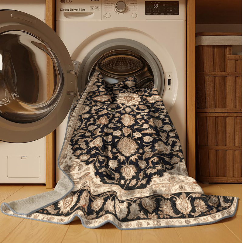 Machine Washable Persian Gray Area Rug, Rectangle 7' x 10'