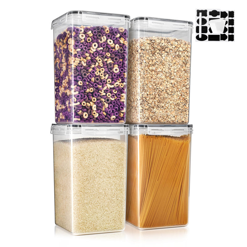 Sorbus Airtight Food Storage Containers with Locking Lids, Measuring Cups & Labels - 4 Pack (6.5L/219.79 Oz)