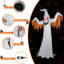 Décoration d'Halloween gonflable géante de 12 pi avec 4 lumières DEL, flamme et yeux rouges clignotants
