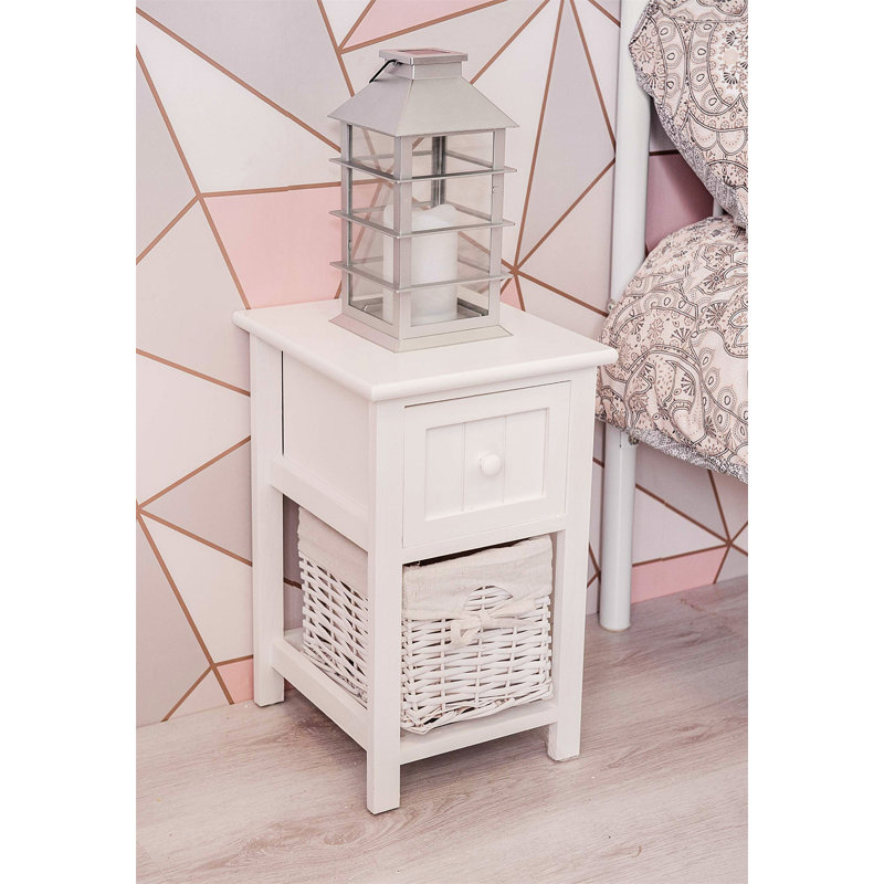 Amanni 35cm W Manufactured Wood Bedside Table, White