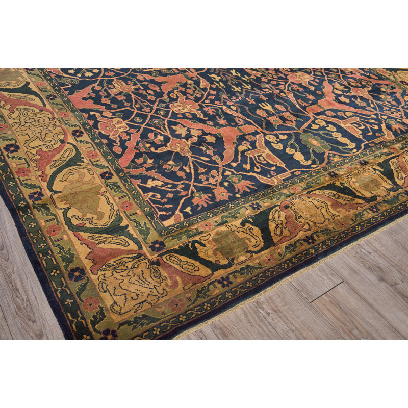 Hand-Knotted Blue Wool Rectangular Area Rug 11'6" x 18'