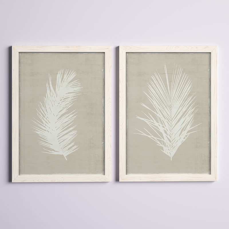 Palm Oasis I - Toile encadrée de qualité supérieure, H 36,5 po x l 53 po, Blanc