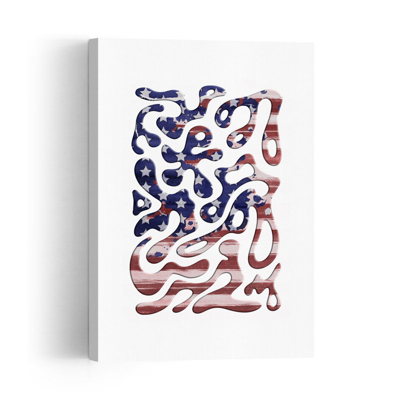 Abstract American Flag Abstract Modern Landscape Nature Wall Art Print 1 Piece Wrapped Canvas Wall Art, 45.72cm H x 30.48cm W