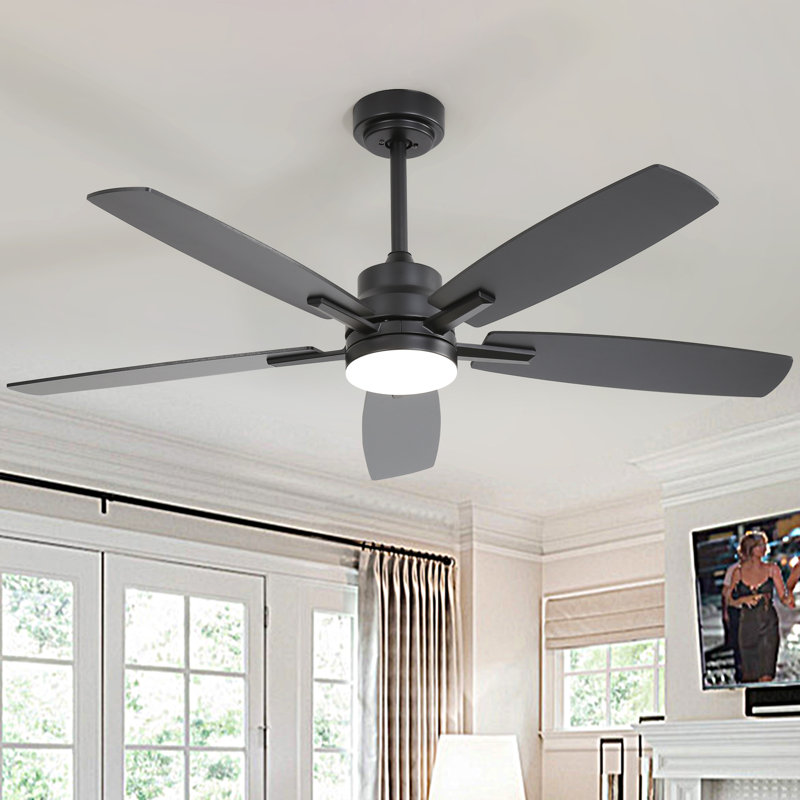  Ceiling Fans With Lights And Remote 52" Flush Mount Ceiling Fan With Noiseless Reversible Dc Motor Timer Led Ceiling Fan,black