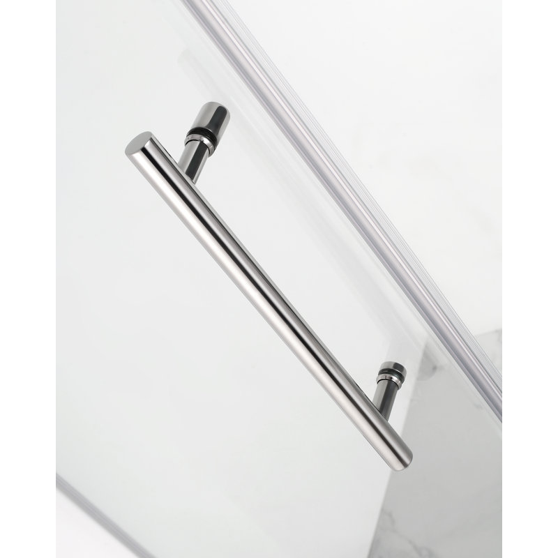 Bromley 74" W x 38" D x 72" H Semi-frameless Rectangle Hinged Shower Enclosure, Chrome