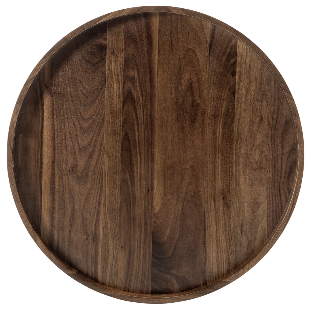 Arooj Round Black Walnut Solid Wood Serving Tray Ottoman Tray Loon Peak® 