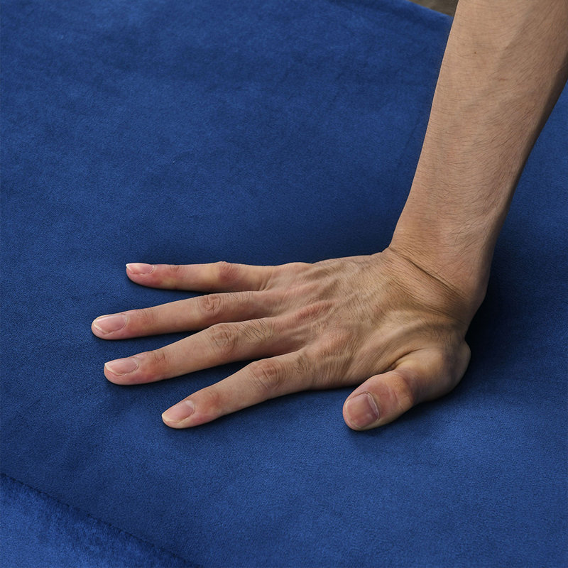 Repose-pieds rembourré de 52 po WeLike, Velours bleu