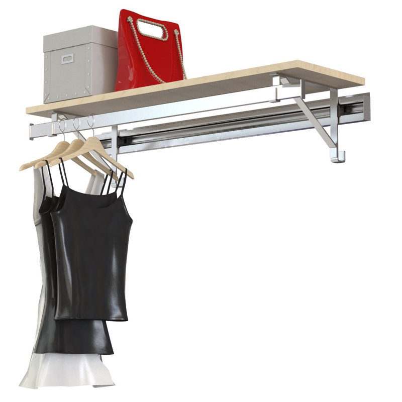 Single Shelf-Hang Closet System, Maple, 8.5"H x 32"W x 11.75"D