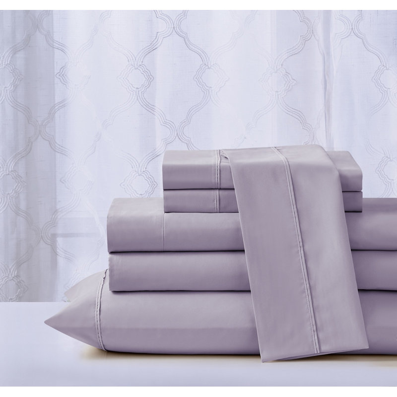  Ensemble de draps 6 pièces Cool Max Kathy Ireland - 6 couleurs, Ensemble de draps pour grand lit + 1 drap-housse +, Lavande