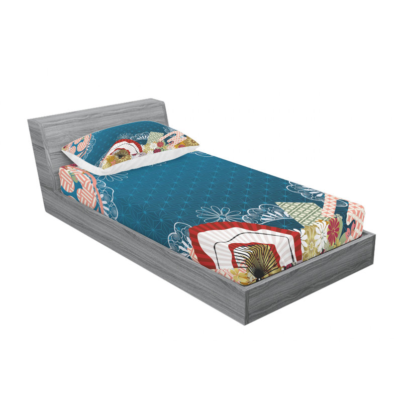 Ensemble de draps géométriques japonais, Ensemble de draps pour lit simple TG avec drap-hou