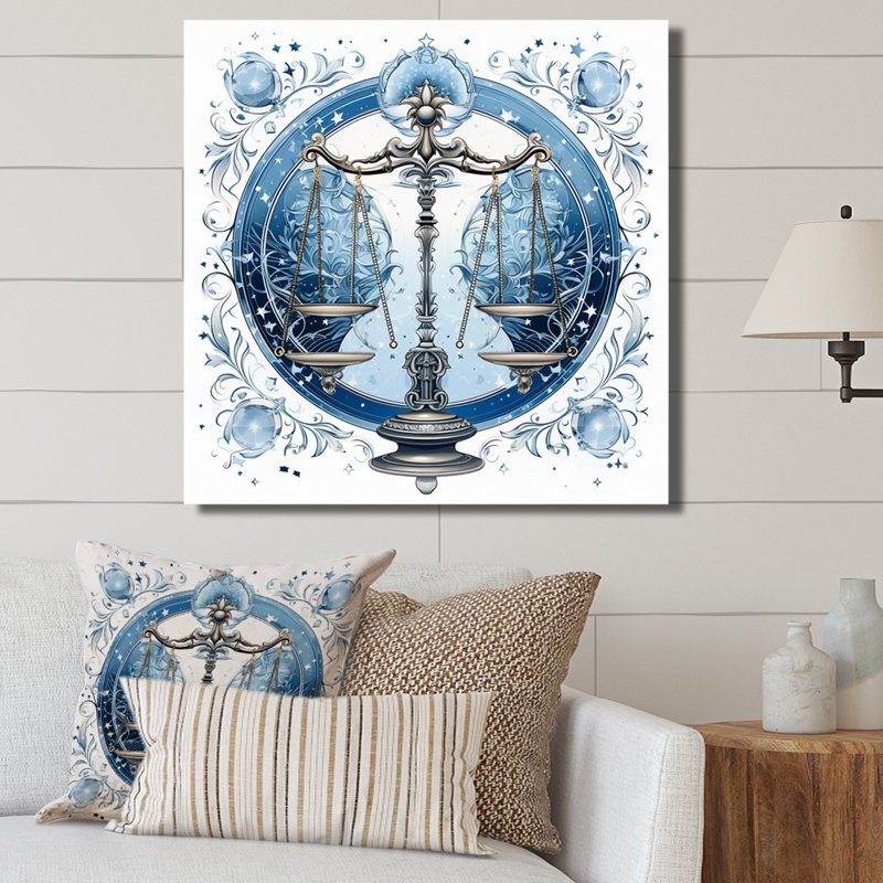 Balance signe astrologique II - astrologie murale, H 16 po x l 16 po x P 1 po, Toile tendue