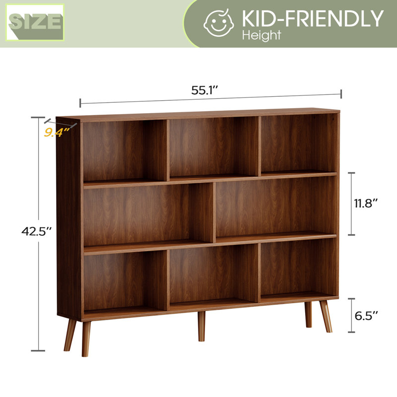 Bookcase, 55.1" H x 42.5" W x 9.4" D, Columbia Walnut