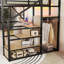 Grand lit mezzanine en métal avec bureau, escalier et station de charge, idéal pour les enfants et les adolescents, maximisant l'espace et la fonctionnalité-134229346-134229347